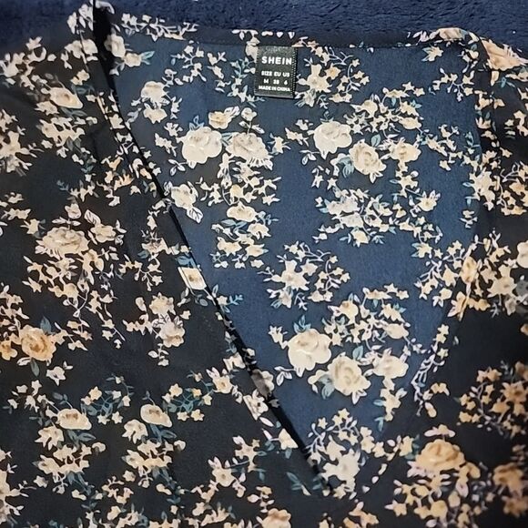 Shein Floral Print Long-sleeved Flowy Mini Dress NWOT - Picture 4 of 5